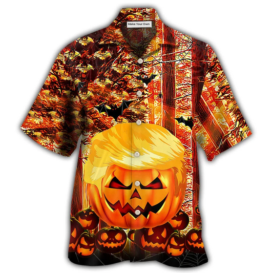 Halloween Great Again Hawaiian Shirt Artwork Detail For Resort Trips And Outdoor Activities