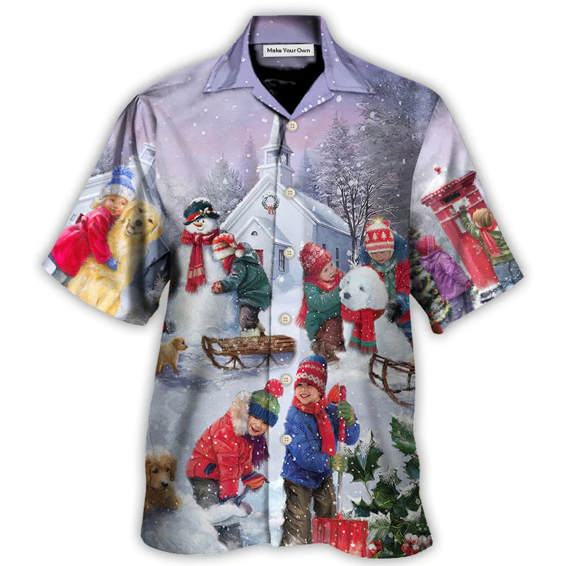 Christmas Creative Pattern Hawaiian Shirt Creative Print View For Vacation Style