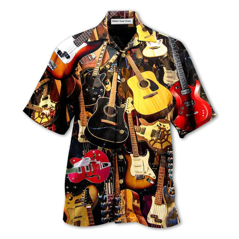Guitar Music Hawaiian Shirt For Resort Getaways And Comfortable Summer Activities