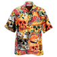 Floral Skull Beautiful Hawaiian Shirt Pattern Detail For Vacation Travel And Daily Wear