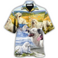 Dog Great Pyrenees Hawaiian Shirt Artwork Detail For Resort Trips And Outdoor Activities