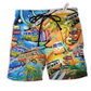Hippie Peace Colorful Bus Beach Shorts For Poolside Relaxation And Comfortable Daily Use