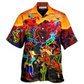 Neon Horse Cowboy Riding Desert Hawaiian Shirt Pattern Detail For Vacation Travel And Daily Wear