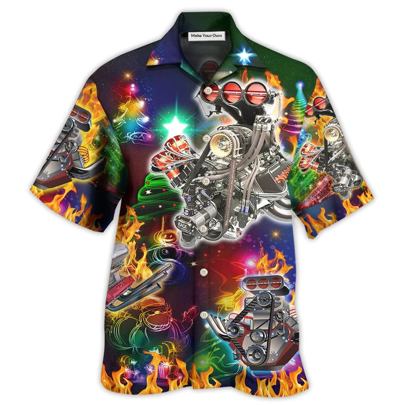 Christmas Hot Rod Hawaiian Shirt For Tropical Getaways Outdoor Fun And Everyday Wear
