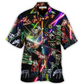 Neon Snowman Christmas Tree Hawaiian Shirt Pattern Detail For Vacation Travel And Daily Wear