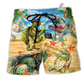 Turtle Loves Music Everyday Nice Tiny Hawaiian Beach Shorts For Resort Trips And Poolside Style
