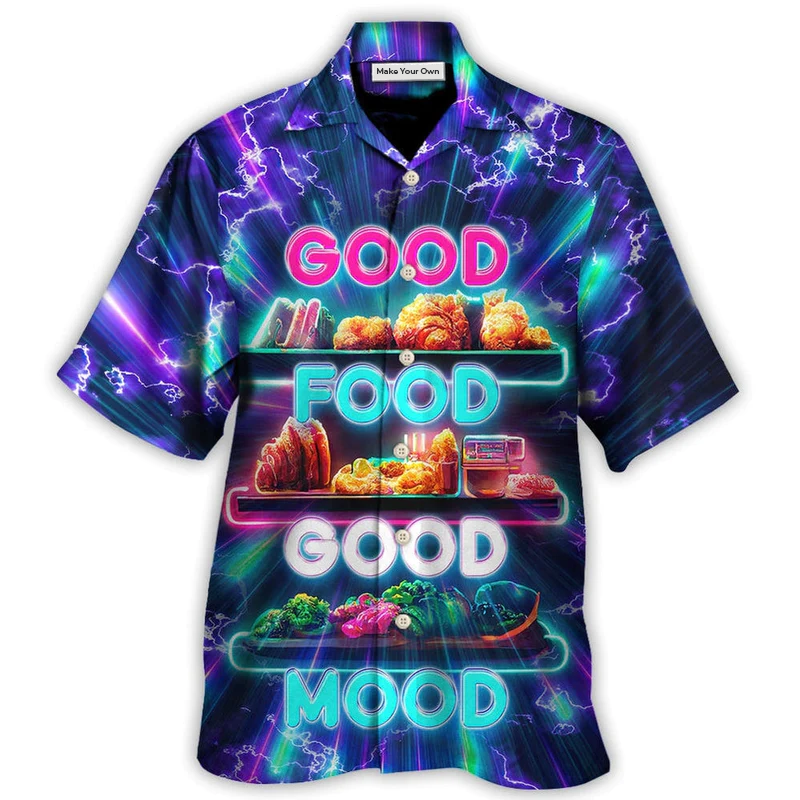 Food Good Mood Hawaiian Shirt Design View For Resort Travel And Thoughtful Gifting