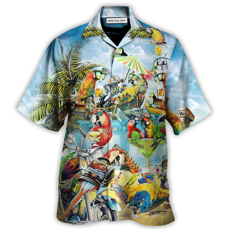Tropical Parrot Cocktail Vibes Hawaiian Shirt Artwork View For Coastal Escapes And Resort Style