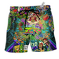 Hippie Mushroom Alien Bus Everything Colorful Beach Shorts For Road Trips And Summer Travel