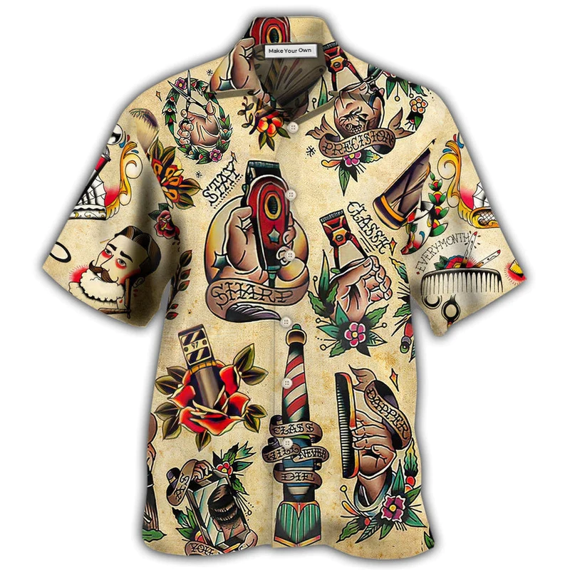 Barber Sharp Stay Hawaiian Shirt Design View For Resort Travel And Thoughtful Gifting