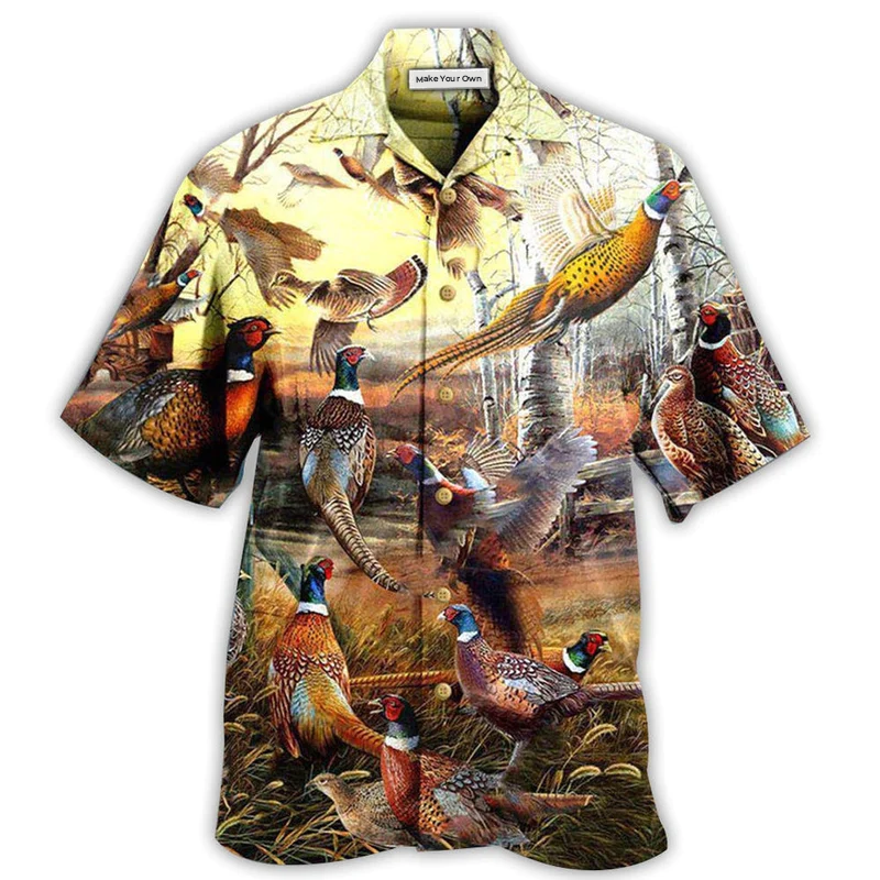 Hunting Animals Pheasant Hawaiian Shirt For Beach Parties And Weekend Getaways
