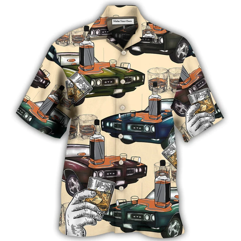 Car Muscle Whiskey Hawaiian Shirt Design Detail For Beach Days And Holiday Travel