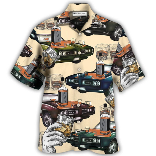 Car Muscle Whiskey Hawaiian Shirt Design Detail For Beach Days And Holiday Travel