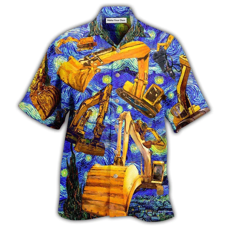 Excavator Hawaiian Shirt For Coastal Adventures Summer Events And Everyday Comfort
