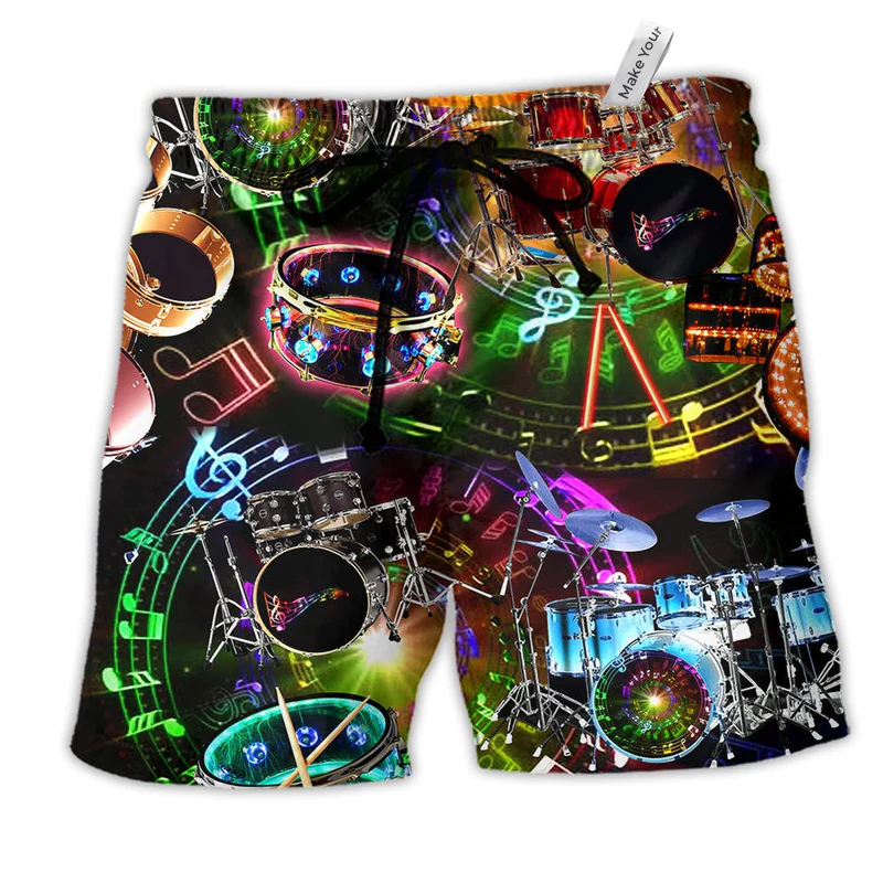 Music All You Need Is A Drum Kit Or Two Or Five Beach Shorts For Beach Days And Casual Style