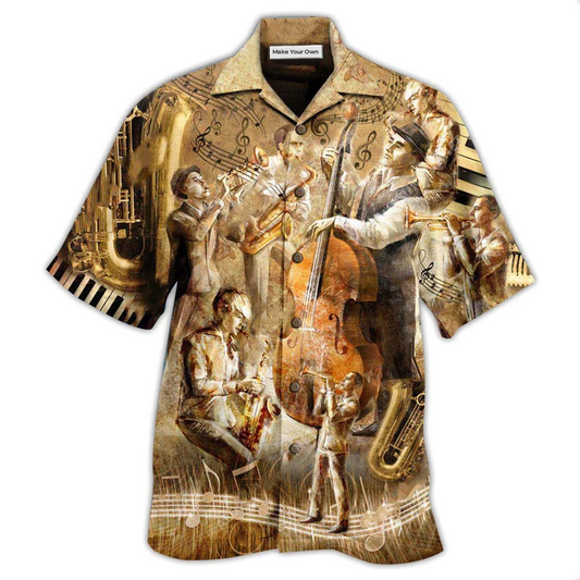Jazz Music Lot Improvise Hawaiian Shirt Design Detail For Sunny Adventures And Casual Wear
