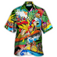 Tropical Funny Water Rafting River Team Hawaiian Shirt Detailed Pattern View For Island Holidays