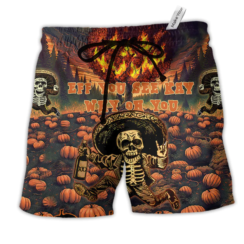 Halloween Eff You See Kay Why Oh You Hawaiian Beach Shorts For Weekend Adventures And Comfort