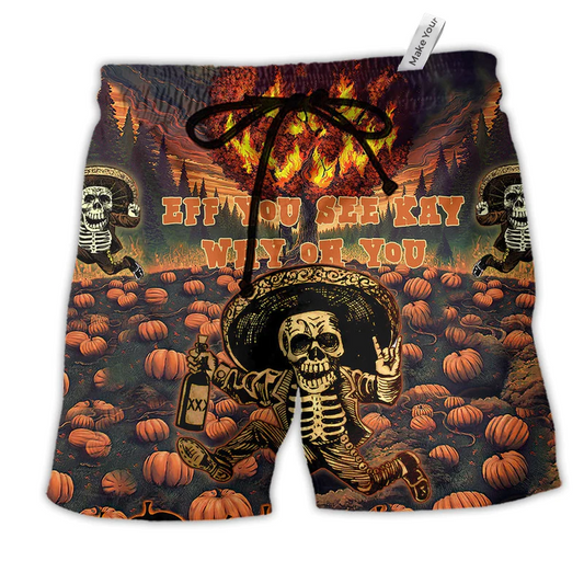Halloween Eff You See Kay Why Oh You Hawaiian Beach Shorts For Weekend Adventures And Comfort