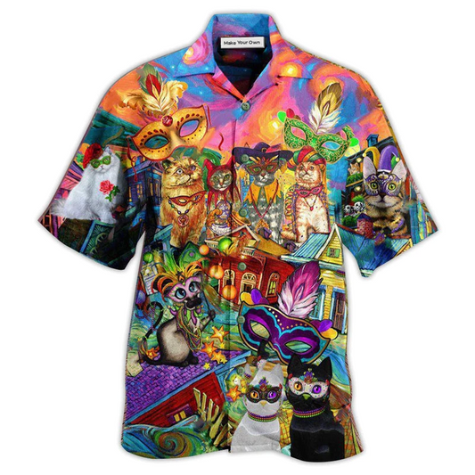 Cat Prom Street Celebrate Mardi Gras Festival Hawaiian Shirt For Warm Weather Adventures And Everyday Comfort