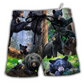 Bear Family Into The Spring Hawaiian Print Beach Shorts For Beach Days And Casual Travel