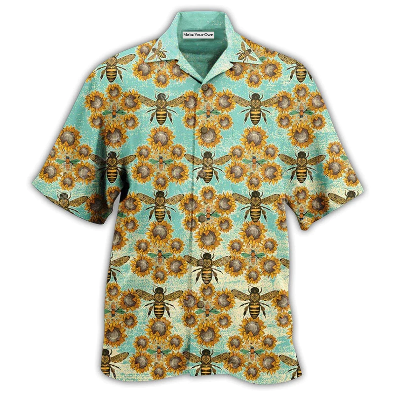 Sunflower Honey Bee Hawaiian Shirt For Island Trips Summer Gatherings And Comfortable Daily Wear
