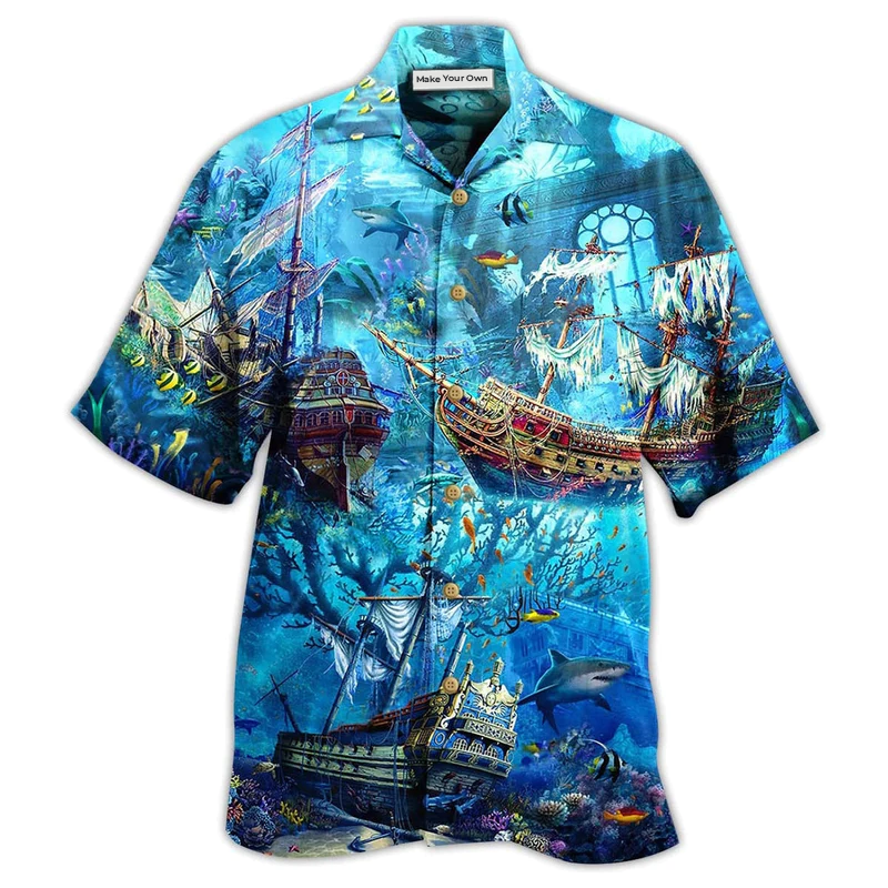 Ship Underwater Treasures Forgotten Hawaiian Shirt Design View For Casual Summer Styling