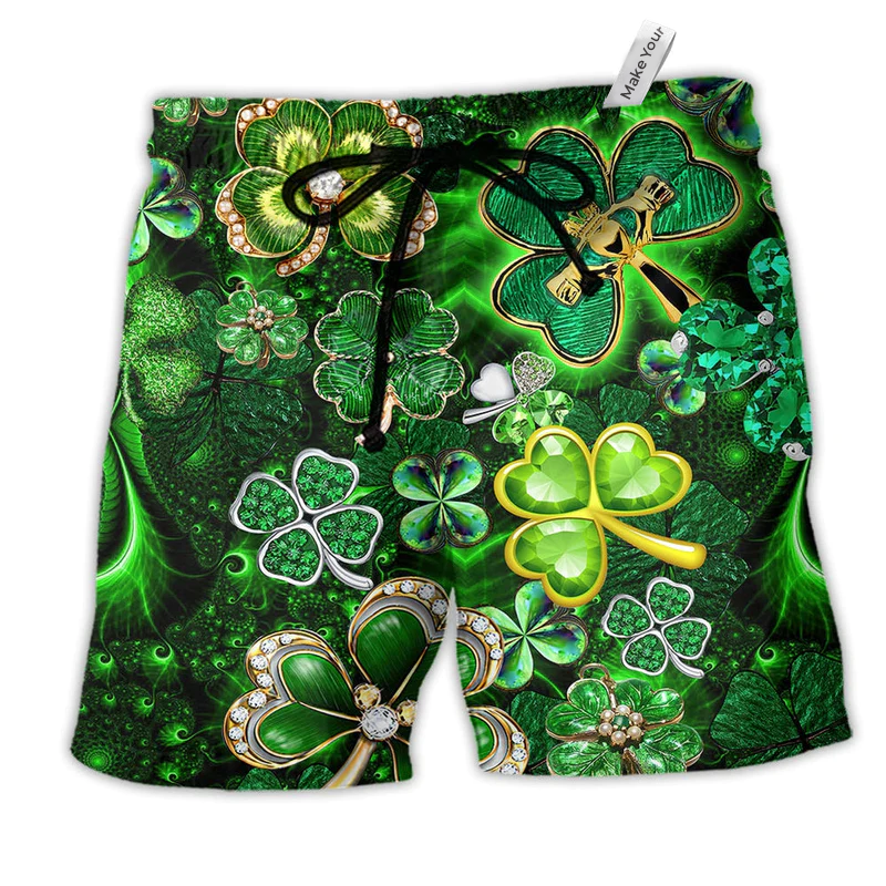 Leaf Shamrock Irish Beach Shorts For Beach Days, Outdoor Activities, And Leisure And Relaxation