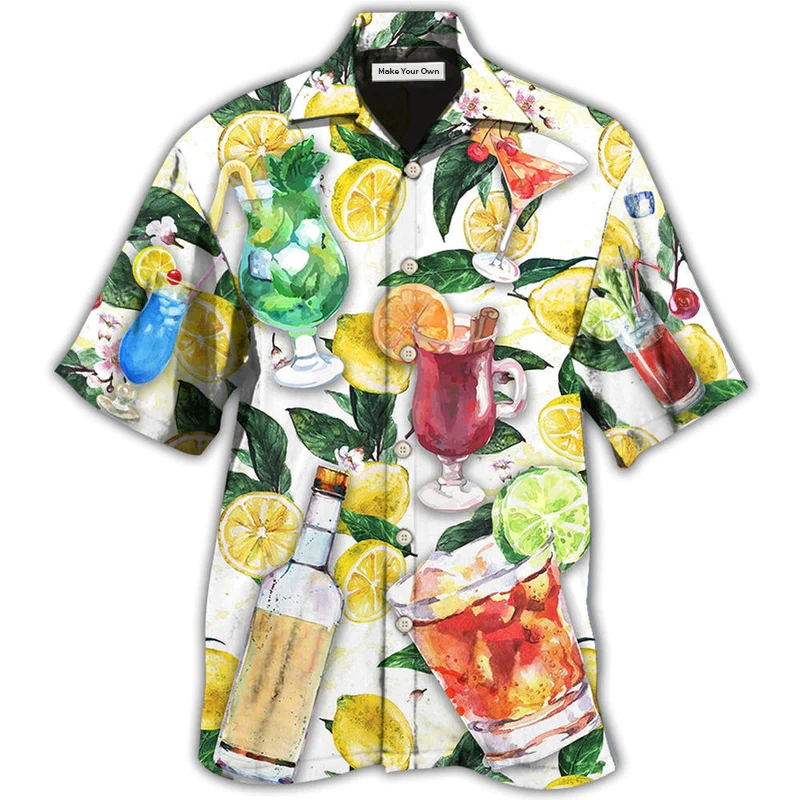Wine Drinking Vodka Hawaiian Shirt Pattern View For Relaxed Warm Weather Outfits