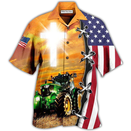 Farm Tractor Hawaiian Shirt For Summer Events Coastal Travel And Comfortable Styling