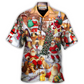 Christmas Santa Town Hawaiian Shirt Fabric Pattern Detail For Summer Travel
