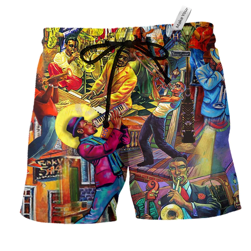 Music Jazz Beach Shorts For Beach Days And Lightweight Summer Style