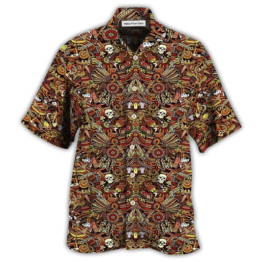 Bohemian Skull Hawaiian Shirt Artwork View For Weekend Travel And Beach Style