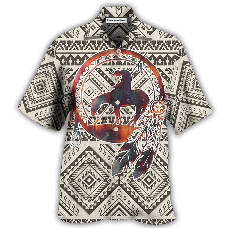 Bohemian Peace Feather Hawaiian Shirt For Coastal Adventures And Warm Weather Wear