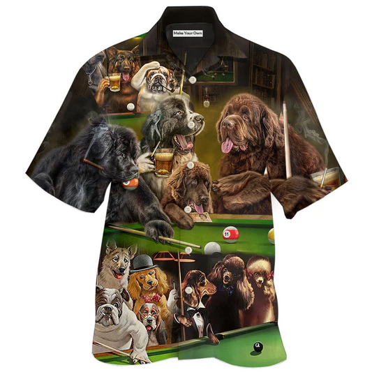Funny Billiard Dogs Play Hawaiian Shirt For Warm Weather Adventures And Everyday Comfort