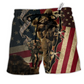 Veteran Proud Memories Flag Hawaiian Print Beach Shorts For Warm Weather Holiday Style