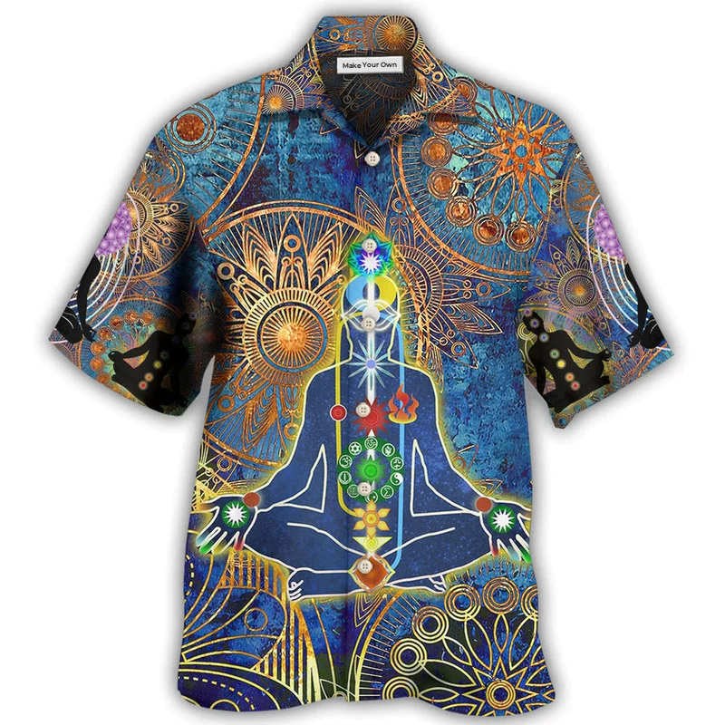 Yoga Mandala Hawaiian Shirt Pattern View For Relaxed Warm Weather Outfits