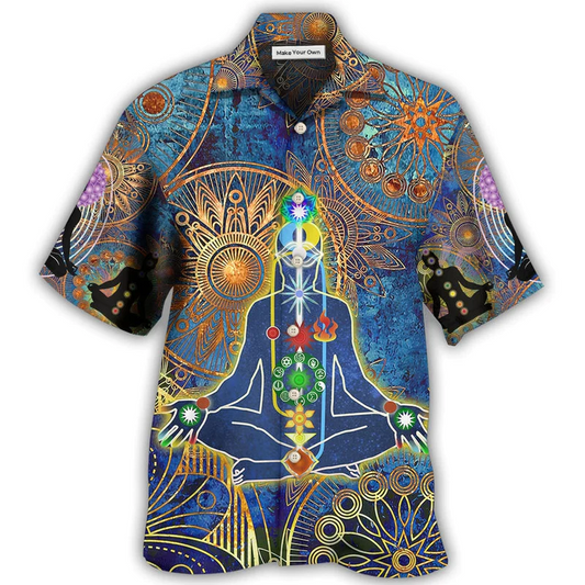 Yoga Mandala Hawaiian Shirt Pattern View For Relaxed Warm Weather Outfits
