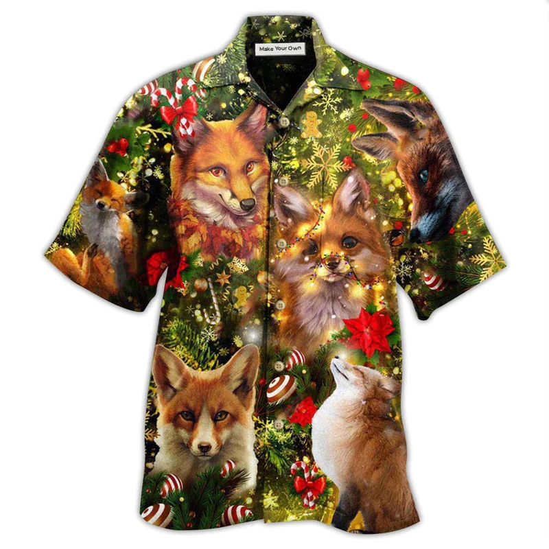 Festive Christmas Foxmask Hawaiian Shirt Design View For Resort Travel And Thoughtful Gifting