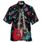 Guitar Playing Music Hawaiian Shirt Pattern Detail For Summer Holidays And Outdoor Fun