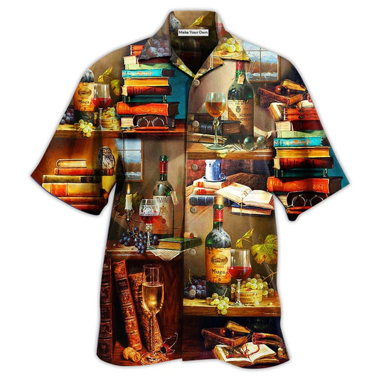 Book Smell Fine Drink Wine Hawaiian Shirt For Beach Parties And Weekend Getaways