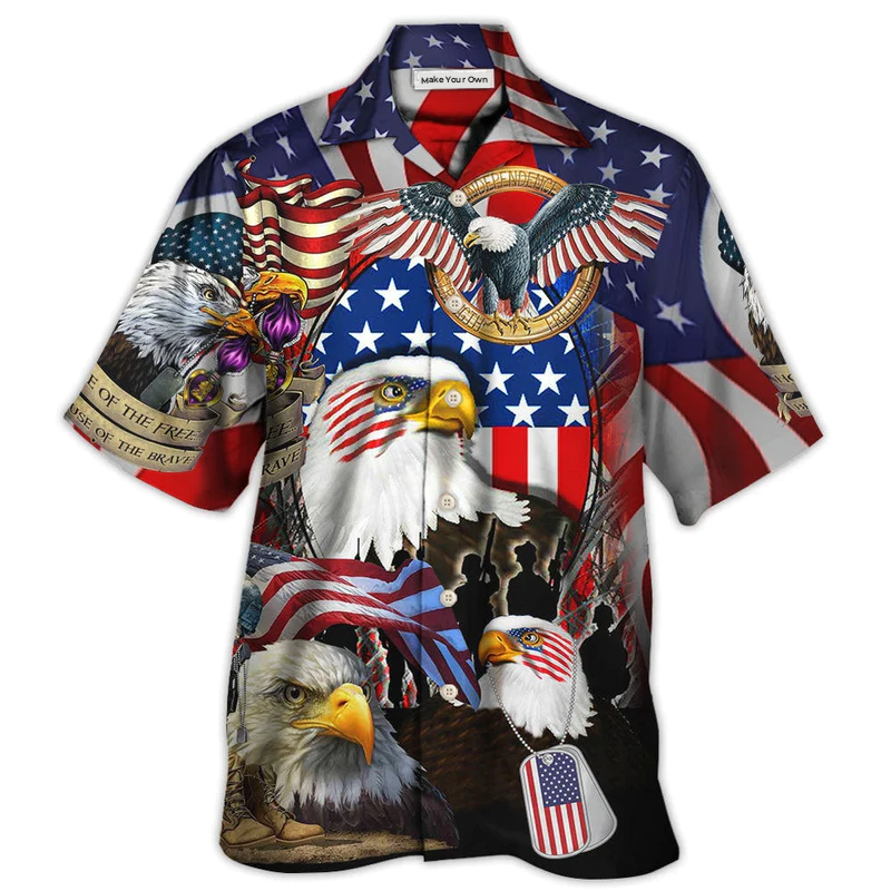 Eagle Veteran True Hero Measured Strength Heart Hawaiian Shirt Design View For Resort Travel And Thoughtful Gifting