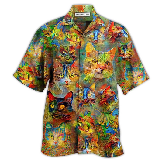 Colorful Watercolor Cat Beautiful Hawaiian Shirt For Warm Weather Adventures And Everyday Comfort