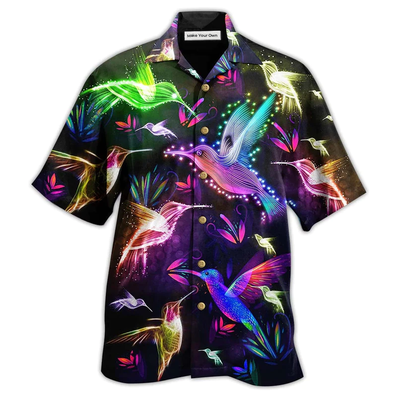 Hummingbird Night Hawaiian Shirt Design View For Resort Travel And Thoughtful Gifting