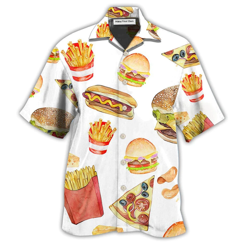 White Food Fast Hawaiian Shirt Artwork View For Coastal Escapes And Resort Style