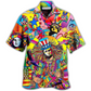 Patriotic Colorful Hippie Peace Hawaiian Shirt For Island Holidays Summer Parties And Casual Outdoor Wear