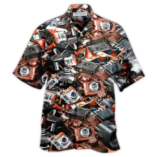 Retro Camera Hawaiian Shirt Design View For Resort Travel And Thoughtful Gifting