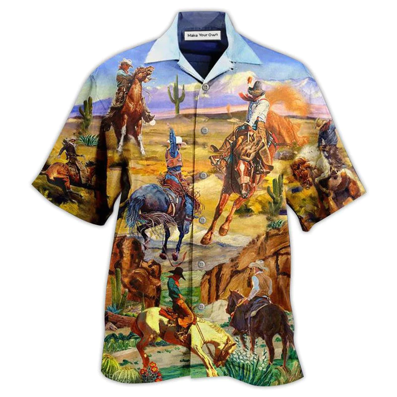 Cowboy Desert Hawaiian Shirt For Coastal Adventures And Warm Weather Wear
