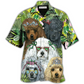 Green Tropical Dog Poodle Hawaiian Shirt For Vacation Days And Relaxed Coastal Outings