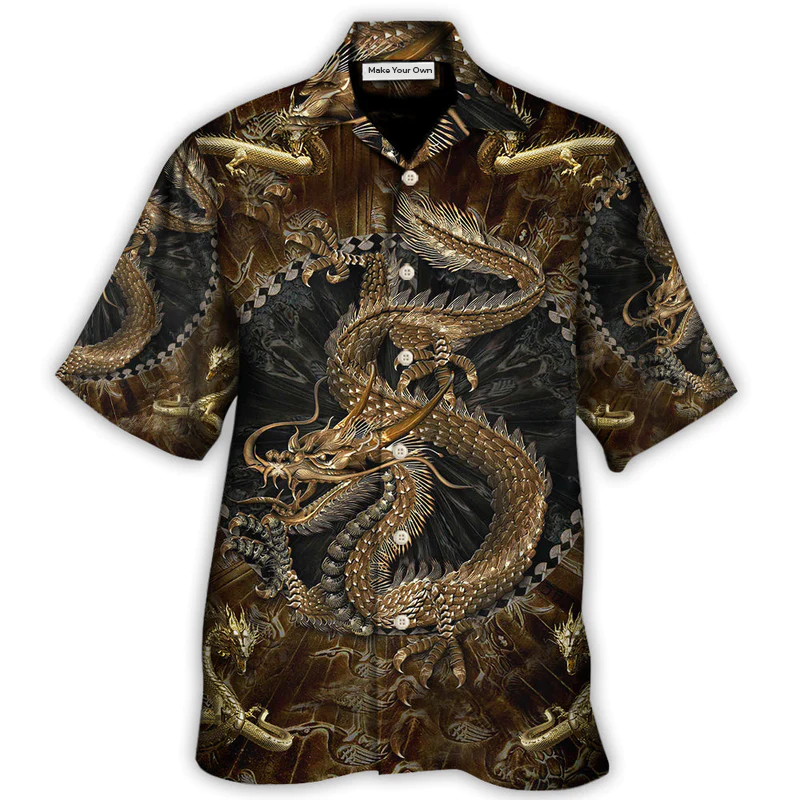 Colorful Dragon Hawaiian Shirt Artwork Detail For Tropical Trips And Casual Outings